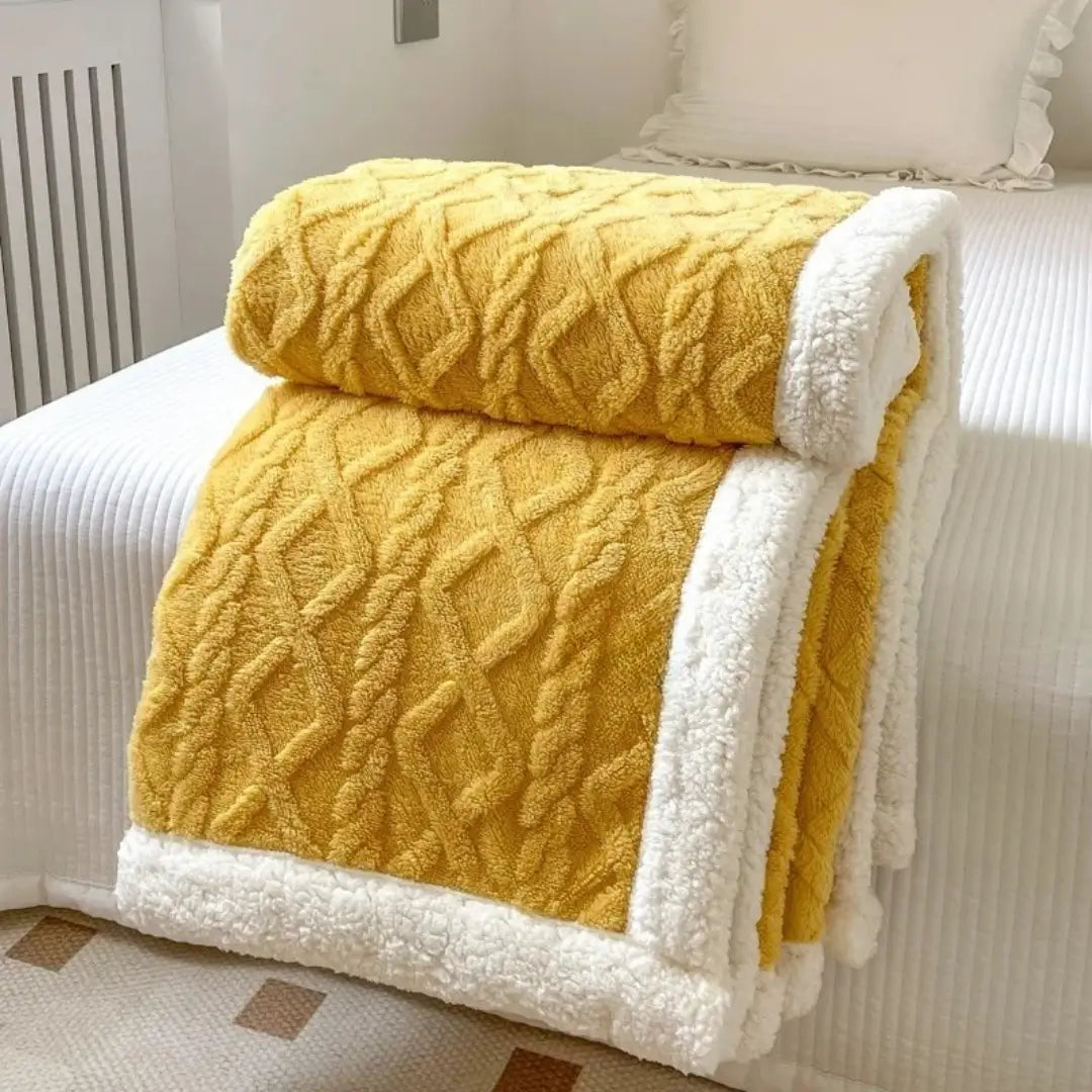 Cobertor térmico aquecido grosso Cashmere amarelo tazmo casa