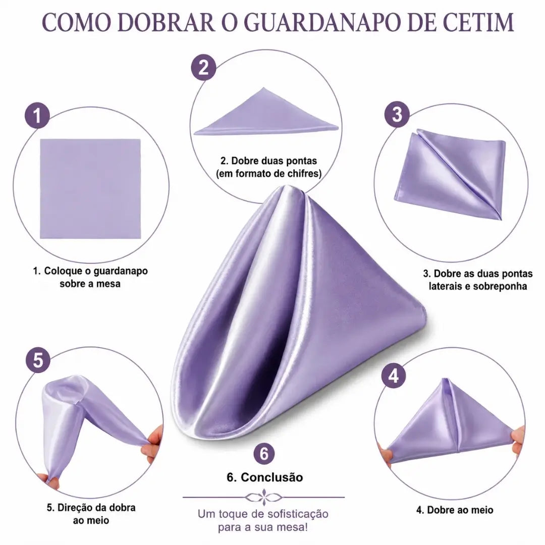 Guardanapos em tecido de cetim castellion kit 12PÇ roxo como dobrar guardanapo de cetim tazmo caso 