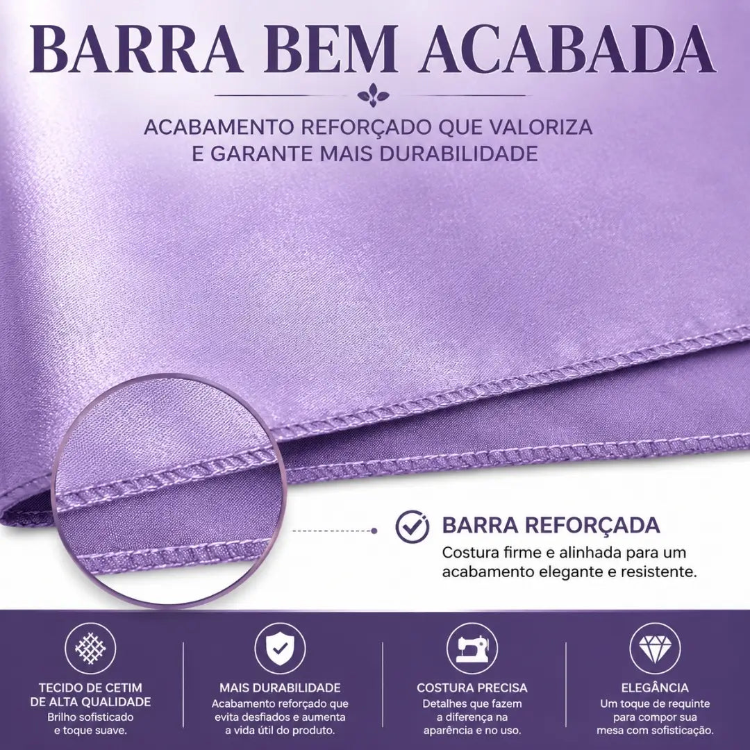 Guardanapos em tecido de cetim castellion kit 12PÇ roxo barra bem acabada tazmo casa 