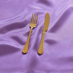Guardanapos em tecido de cetim castellion kit 12PÇ roxo com talheres dourado tazmo casa  