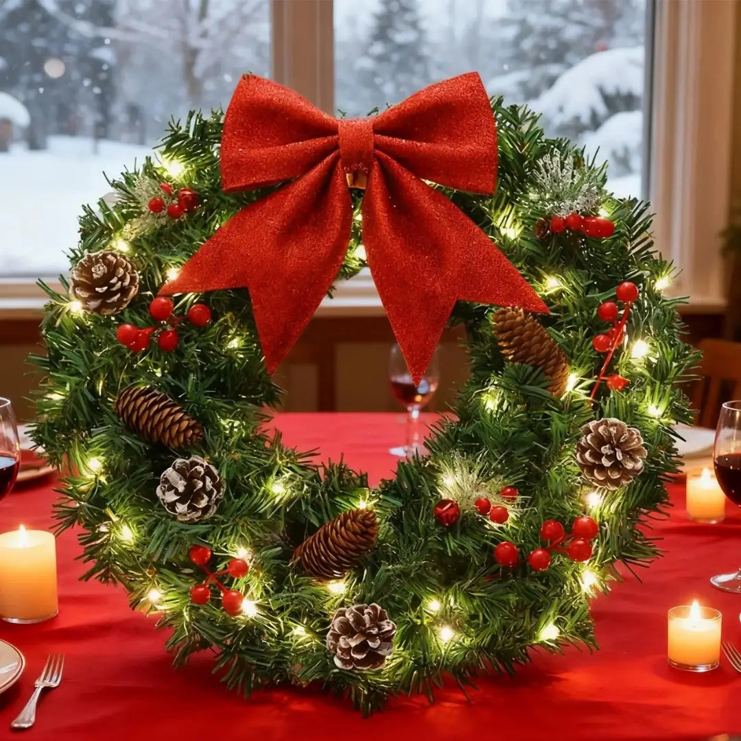 guirlanda-de-natal-com-laço-vermelho-decoração-natalina