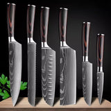 Kit de Faca (6PÇ / Chef 8 + Pão 8 + Santoku 8 +Cutelo 7 + Santoku 5 + Frutas 3.5 Polegadas)