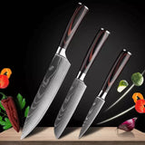 Conjunto de Faca (3PÇ / Chef 8 + Santoku 5 + Frutas 3.5 Polegadas)