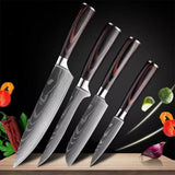 Conjunto de Faca (4PÇ / Chef 8 + Desossar 6 + Santoku 5 + Frutas 3.5 Polegadas)