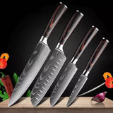 Conjunto de Faca (4PÇ / Chef 8 + Santoku 8 + Santoku 5 + Frutas 3.5 Polegadas)