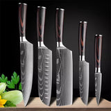 Conjunto de Faca (5PÇ / Chef 8 + Santoku 8 + Cutelo 7 + Santoku 5 + Frutas 3.5 Polegadas)