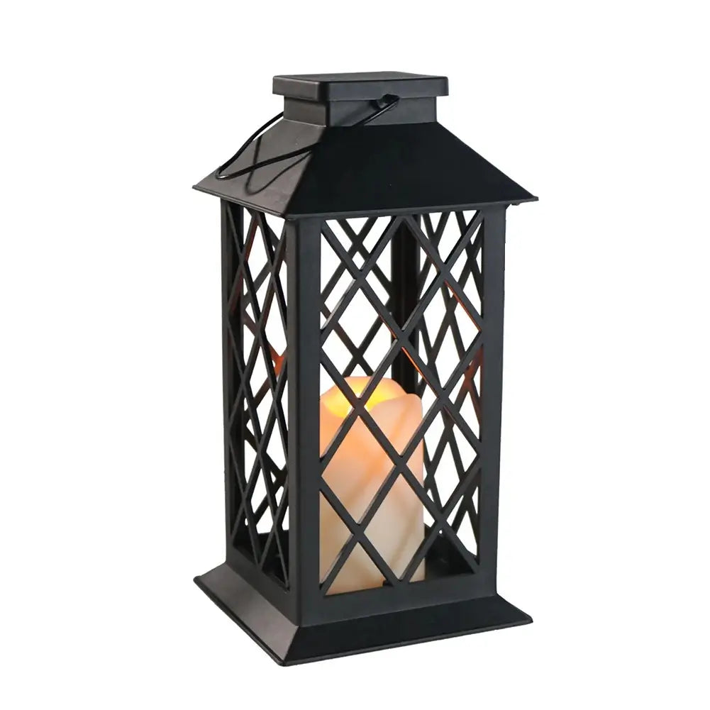 Lanterna Decorativa Led Solar Iluminação Decoração Jardim Preta 