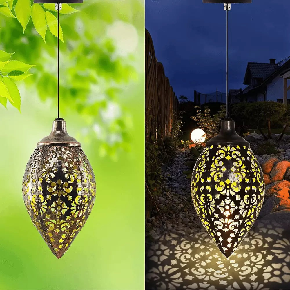 LANTERNA LED SOLAR IMPERMEÁVEL DE PENDURAR, ILUMINAÇÃO DECORAÇÃO JARDIM