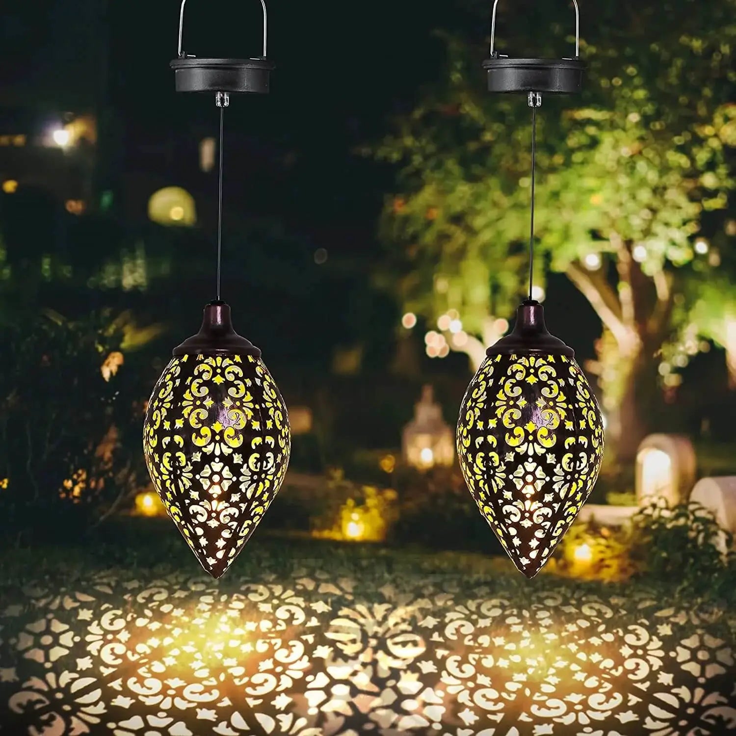 LANTERNA LED SOLAR IMPERMEÁVEL DE PENDURAR, ILUMINAÇÃO DECORAÇÃO JARDIM