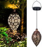 LANTERNA LED SOLAR IMPERMEÁVEL DE PENDURAR, ILUMINAÇÃO DECORAÇÃO JARDIM