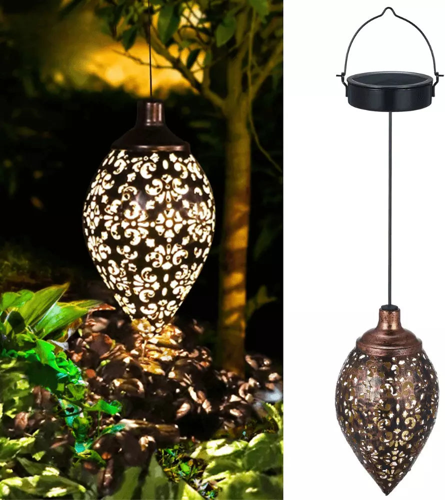 LANTERNA LED SOLAR IMPERMEÁVEL DE PENDURAR, ILUMINAÇÃO DECORAÇÃO JARDIM