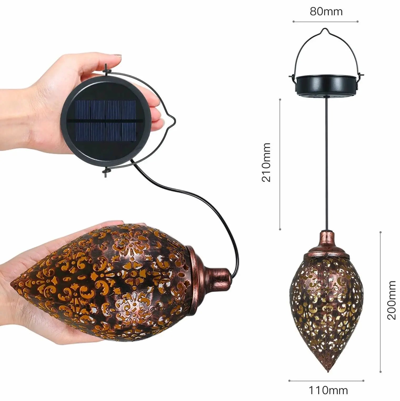 LANTERNA LED SOLAR IMPERMEÁVEL DE PENDURAR, ILUMINAÇÃO DECORAÇÃO JARDIM