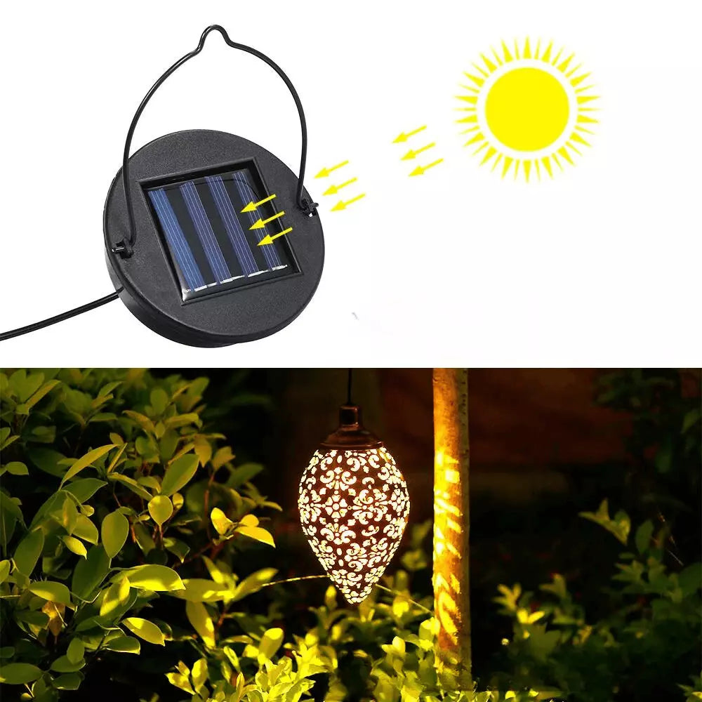 LANTERNA LED SOLAR IMPERMEÁVEL DE PENDURAR, ILUMINAÇÃO DECORAÇÃO JARDIM