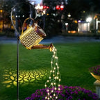 Lanterna regador iluminação led solar decoração jardim luz branco quente 