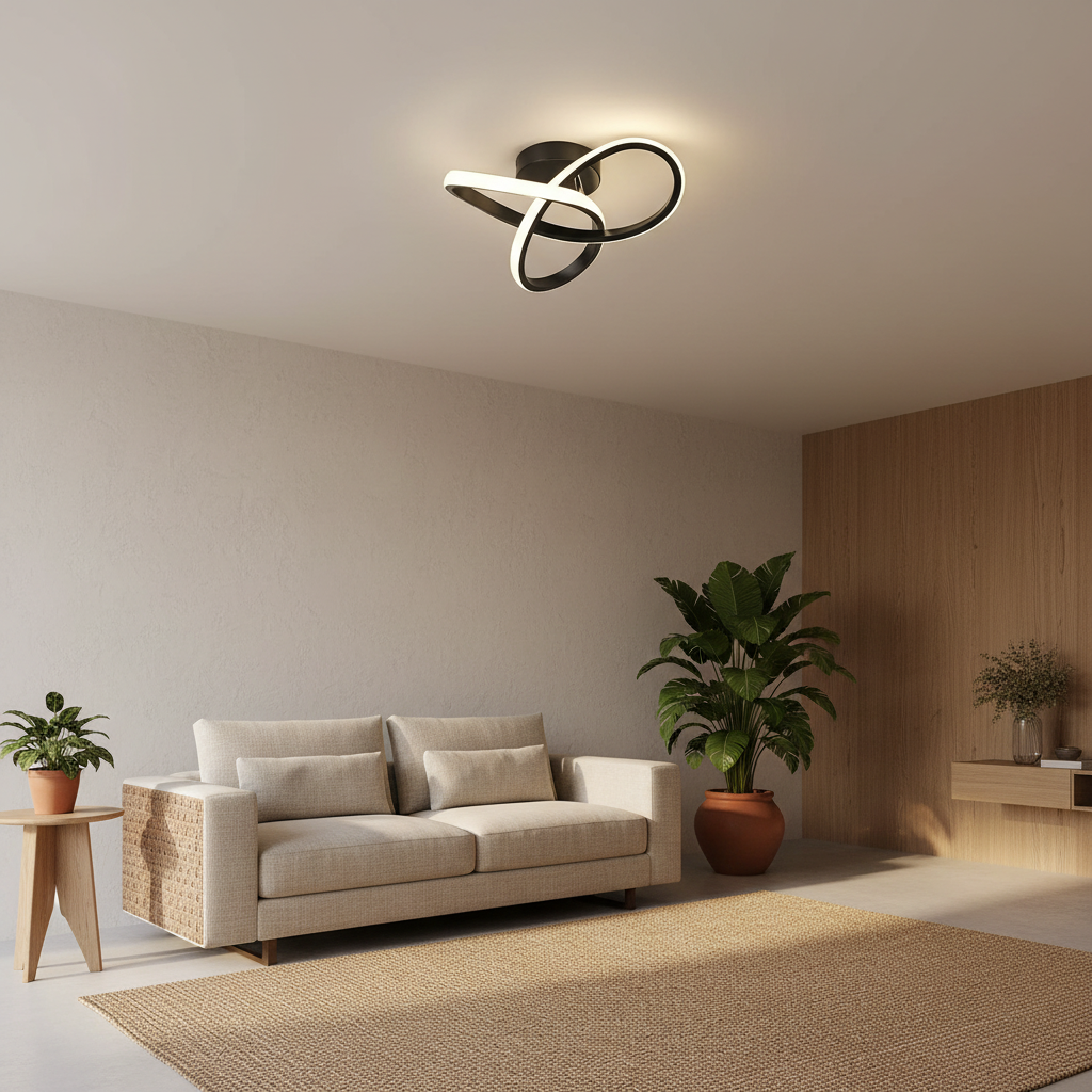 Luminária de teto led moderno lustre minimalista preto tazmo casa decoração sala de estar 