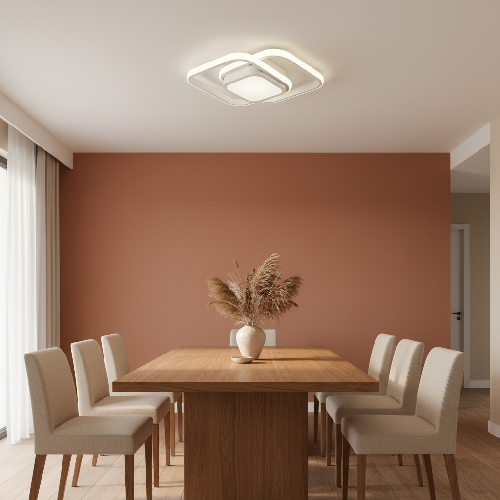 Luminária de teto led para sala moderna quadrada branca decoração sala de estar tazmo casa