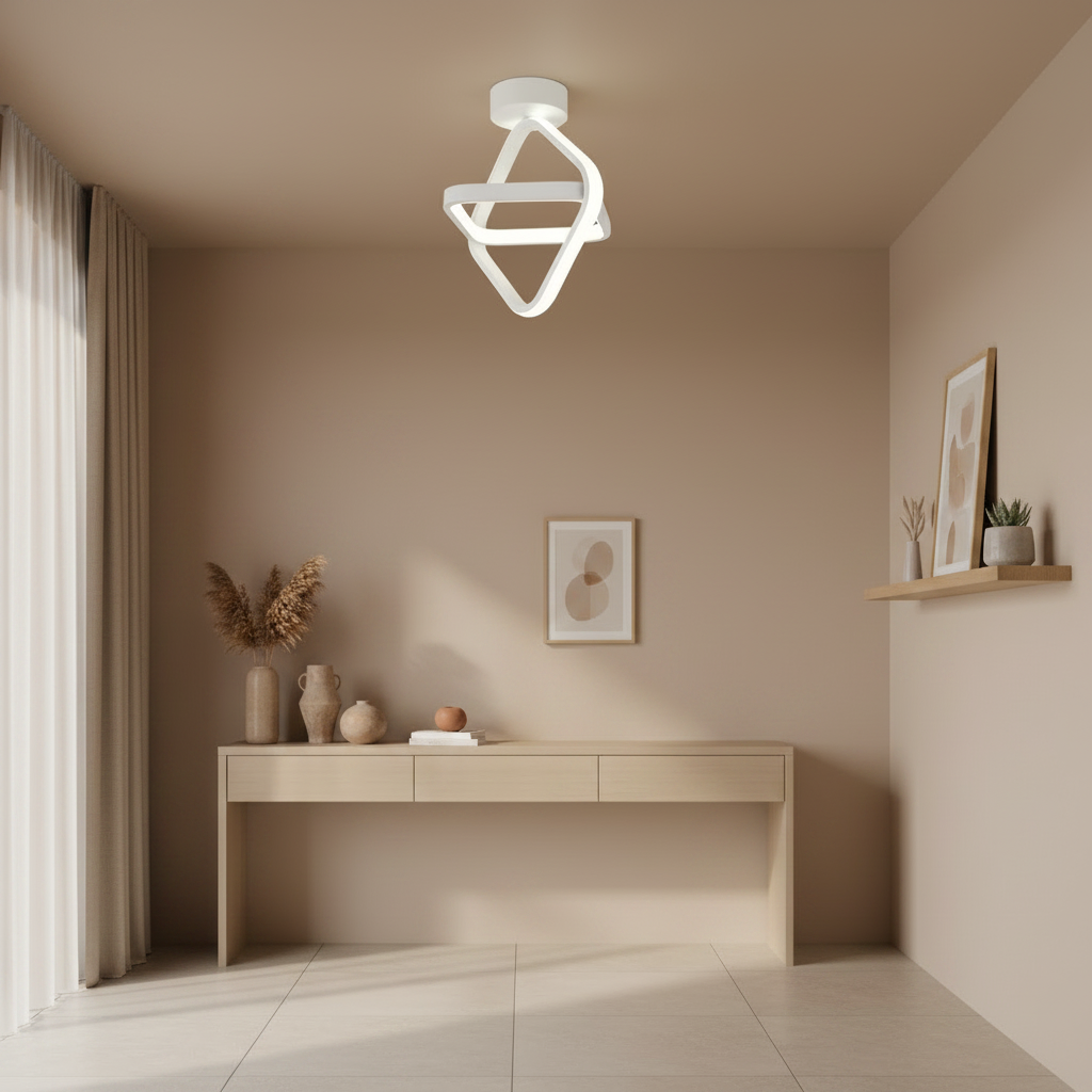 Luminária de teto led para sala moderna branca triangulo decoração slaa de estar tazmo 