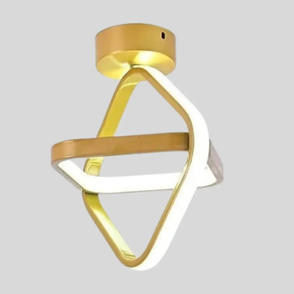 Luminária de teto LED dourada para sala e quarto triangular tazmo casa