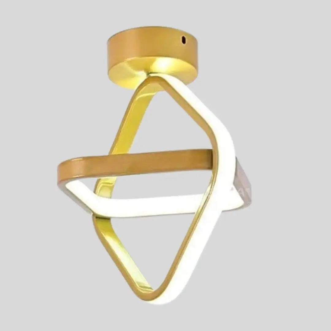 Luminária de teto LED dourada para sala e quarto triangular tazmo casa