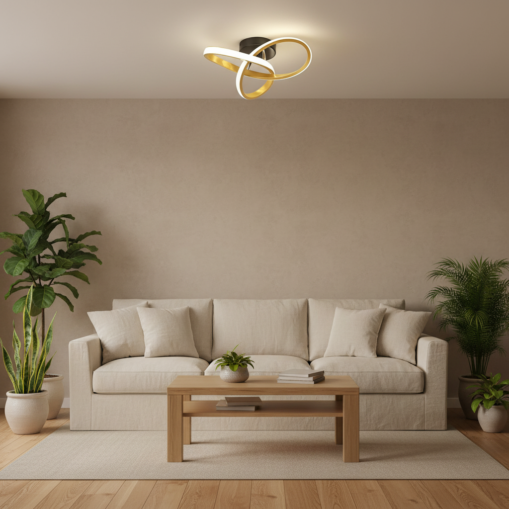 Luminária de teto LED dourada para sala e quarto minimalista tazmo casa decoração sala de estar 