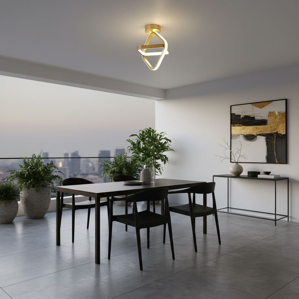 Luminária de teto LED dourada para espaço gourmet e varandas tazmo casa 