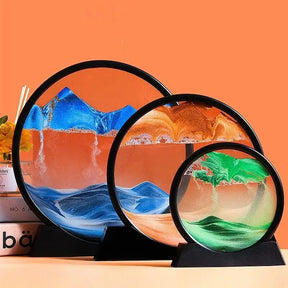 AMPULHETA PAISAGEM 3D QUADRO DE AREIA EM VIDRO SANDSCAPE PRETO