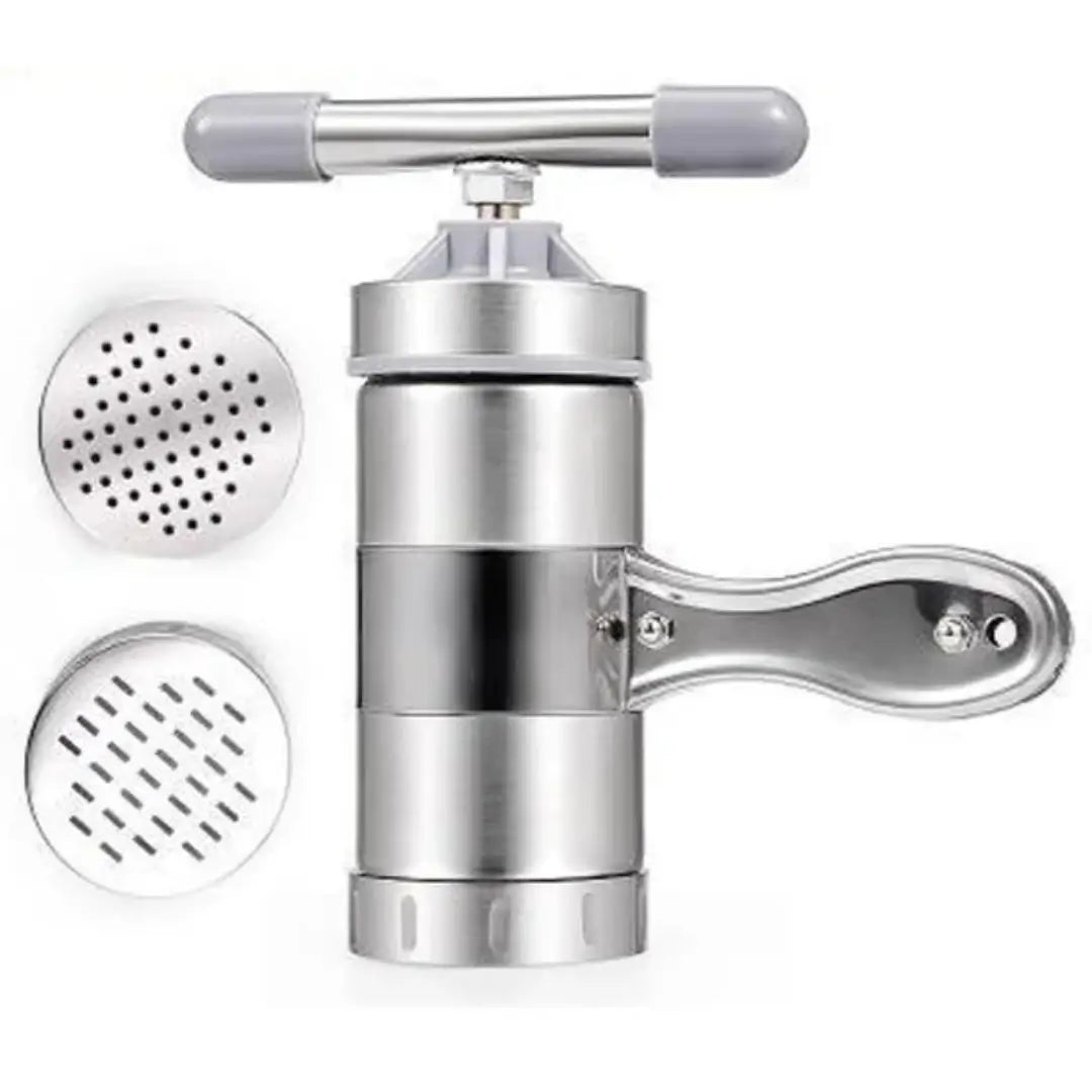 Máquina de macarrão manual de aço inox artesanal tazmo casa com dois moldes para massas 