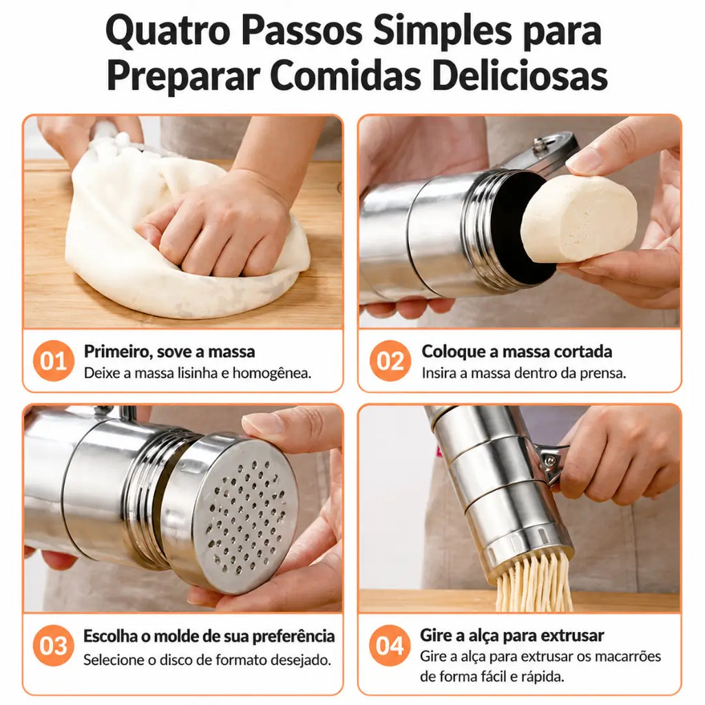 Máquina de macarrão manual de aço inox artesanal tazmo casa quatro passos simples para preparar uma macarronada caseira deliciosa 
