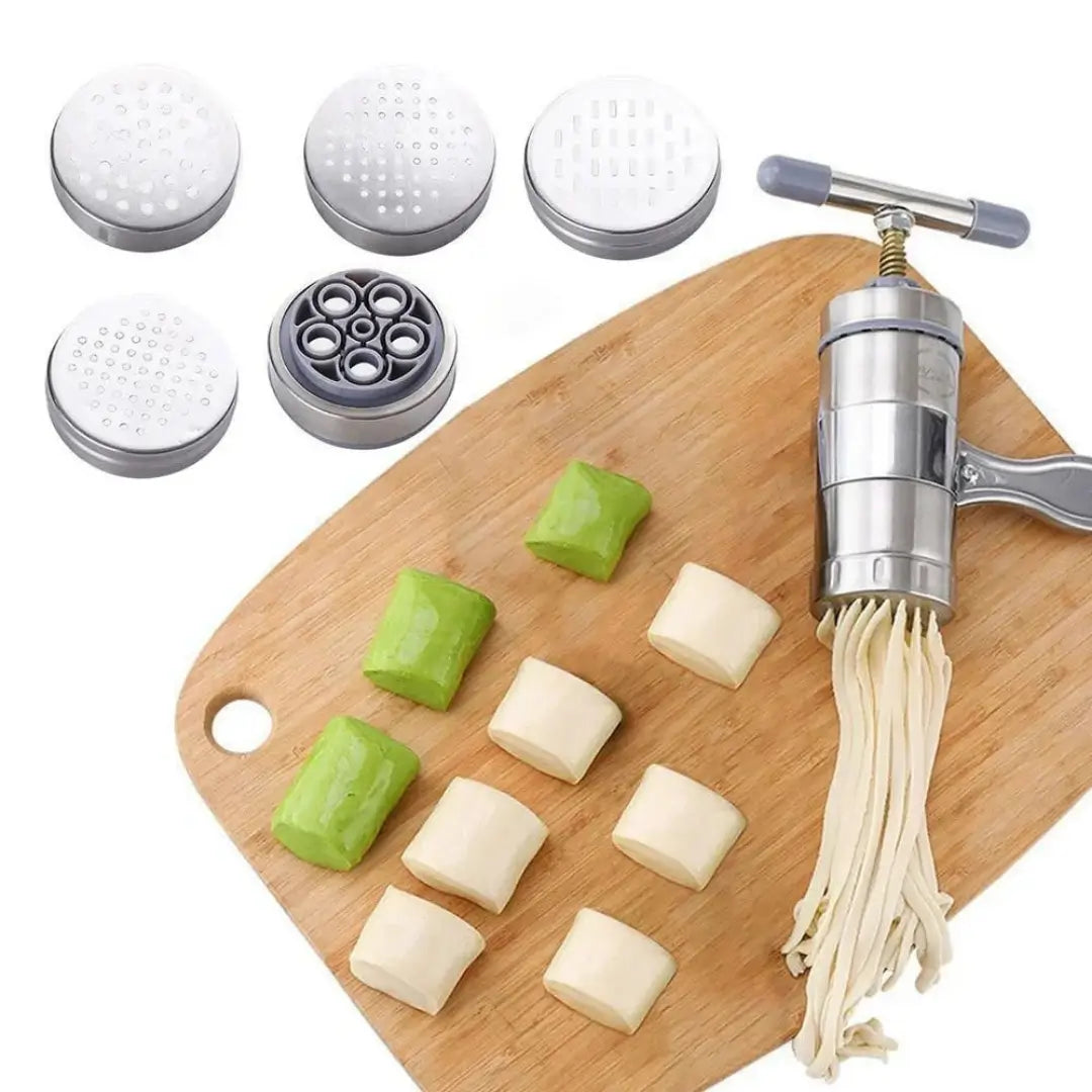 Máquina de macarrão manual de aço inox artesanal tazmo casa massas caseiras com os moldes 