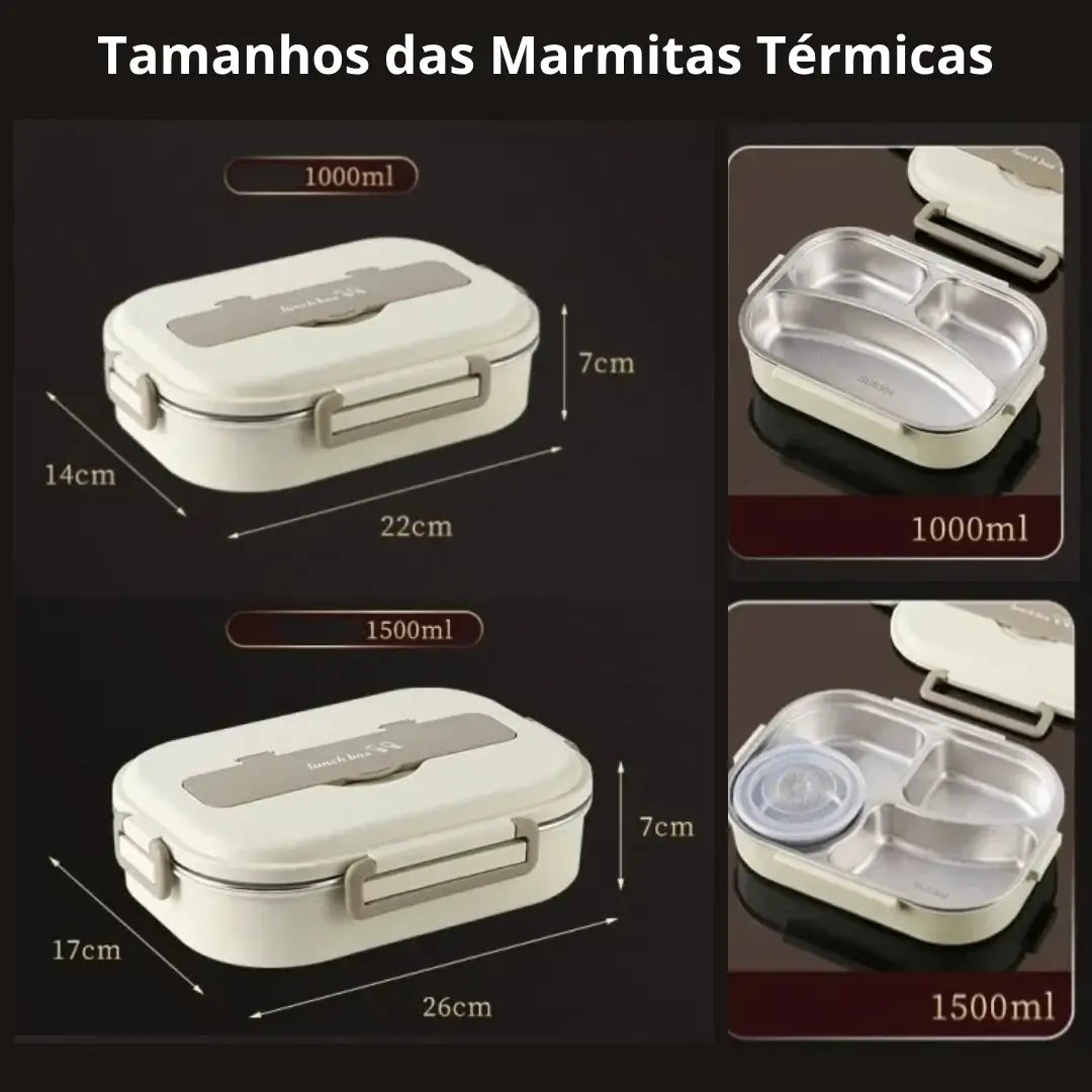 Marmita térmica de Inox com divisória naomi mayumi tamanhos e medidas loja tazmo casa  