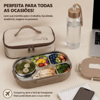 Marmita térmica de Inox com divisória naomi mayumi marrom leve para trabalho, faculdade, academia ou viagens. 