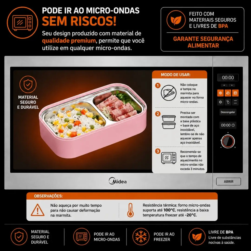 marmita de inox pode ir no microondas lunch nox alemã rosa tazmo casa 