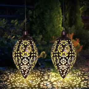 LANTERNA LED SOLAR IMPERMEÁVEL DE PENDURAR, ILUMINAÇÃO DECORAÇÃO JARDIM