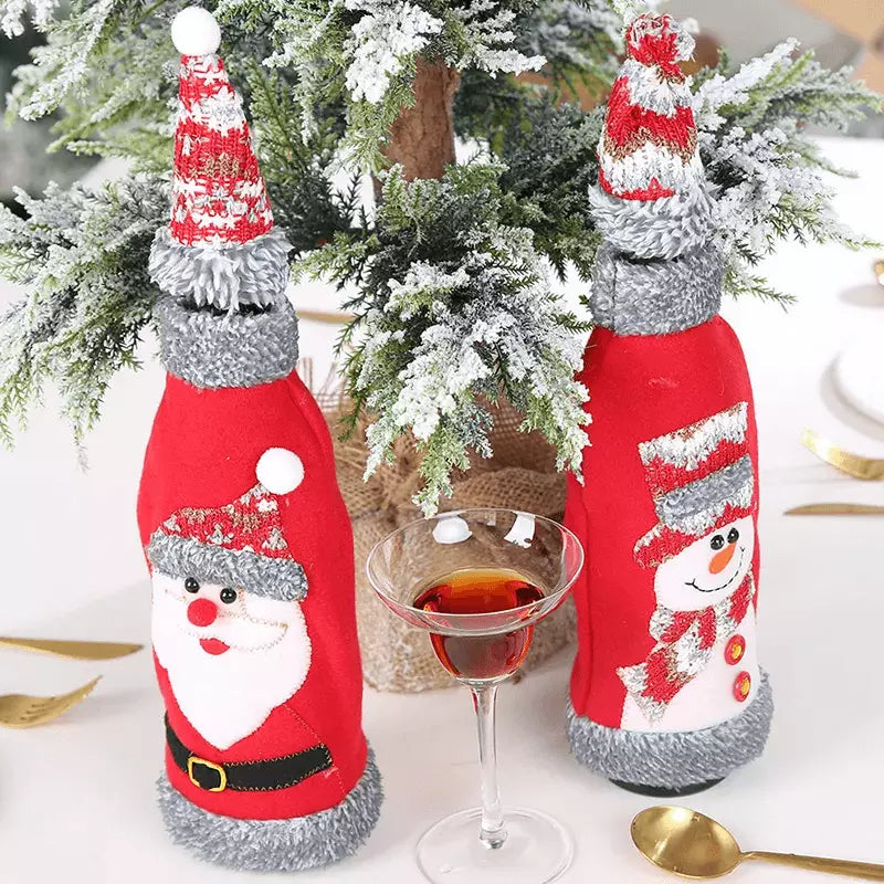 CAPAS DE VINHO E CHAMPAGNE DECORAÇÃO DE NATAL