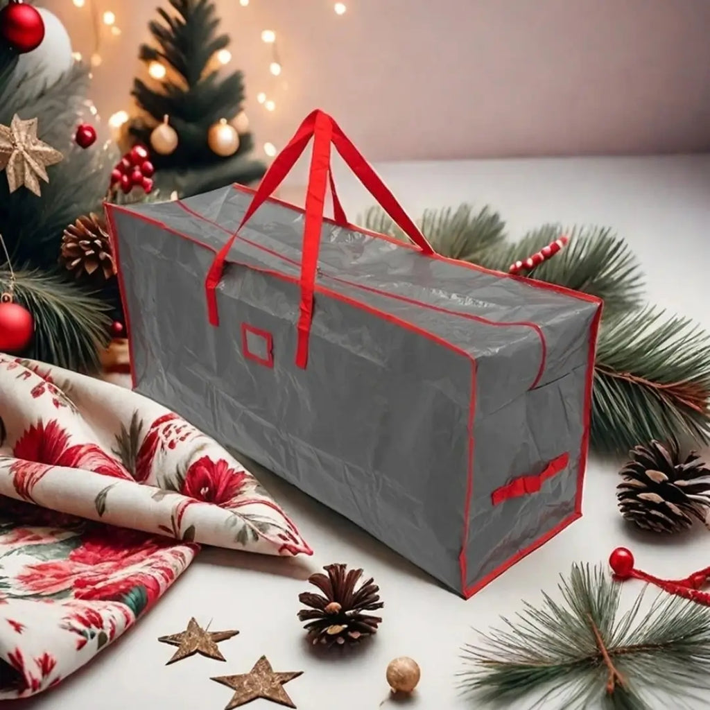 Saco de Armazenamento Para Árvore de Natal Tazmo Casa Cinza Merry Christmas 