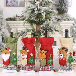 CAPAS DE VINHO E CHAMPAGNE DECORAÇÃO DE NATAL