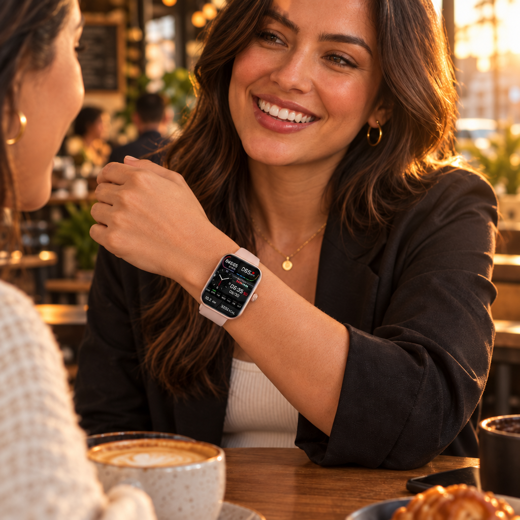 Smartwatch champagne usado em cafeteria