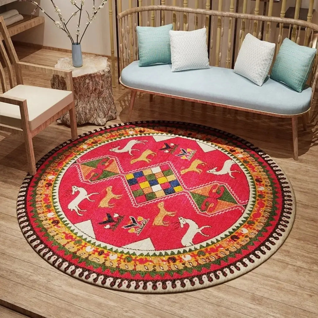 Tapete Redondo Para Sala e Quarto American Retrô Tazmo Casa na Varanda de Casa 