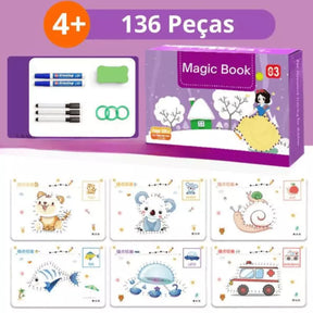 CADERNO EDUCACIONAL MAGIC BOOK 136 PÁGINAS, PRÁTICA MÁGICA PARA CRIANÇAS.