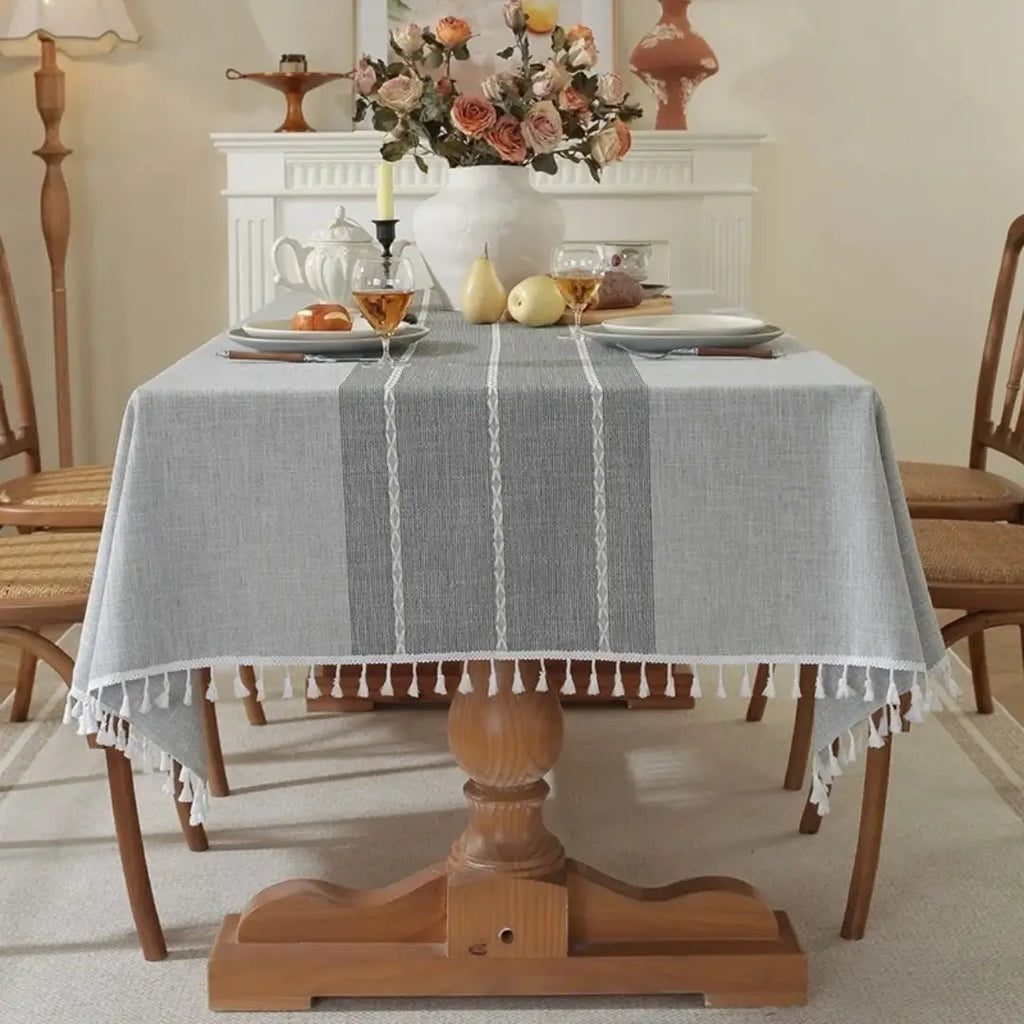 Toalha de Mesa Impermeável Linho Algodão Marajó Cinza Mesa Posta Decoração Tazmo Casa 