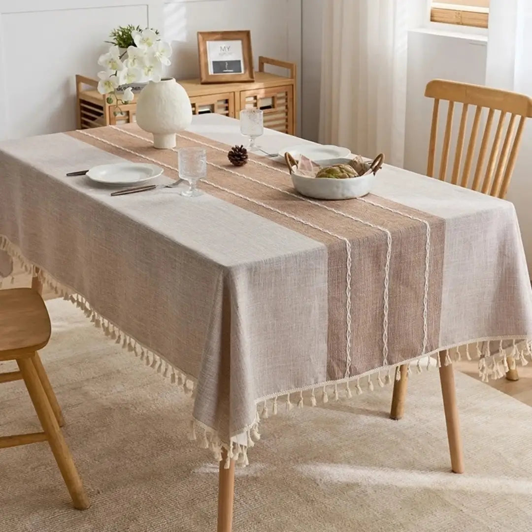 Toalha de Mesa Impermeável Linho Algodão Marajó Mesa Café da Manhã Tazmo Casa 