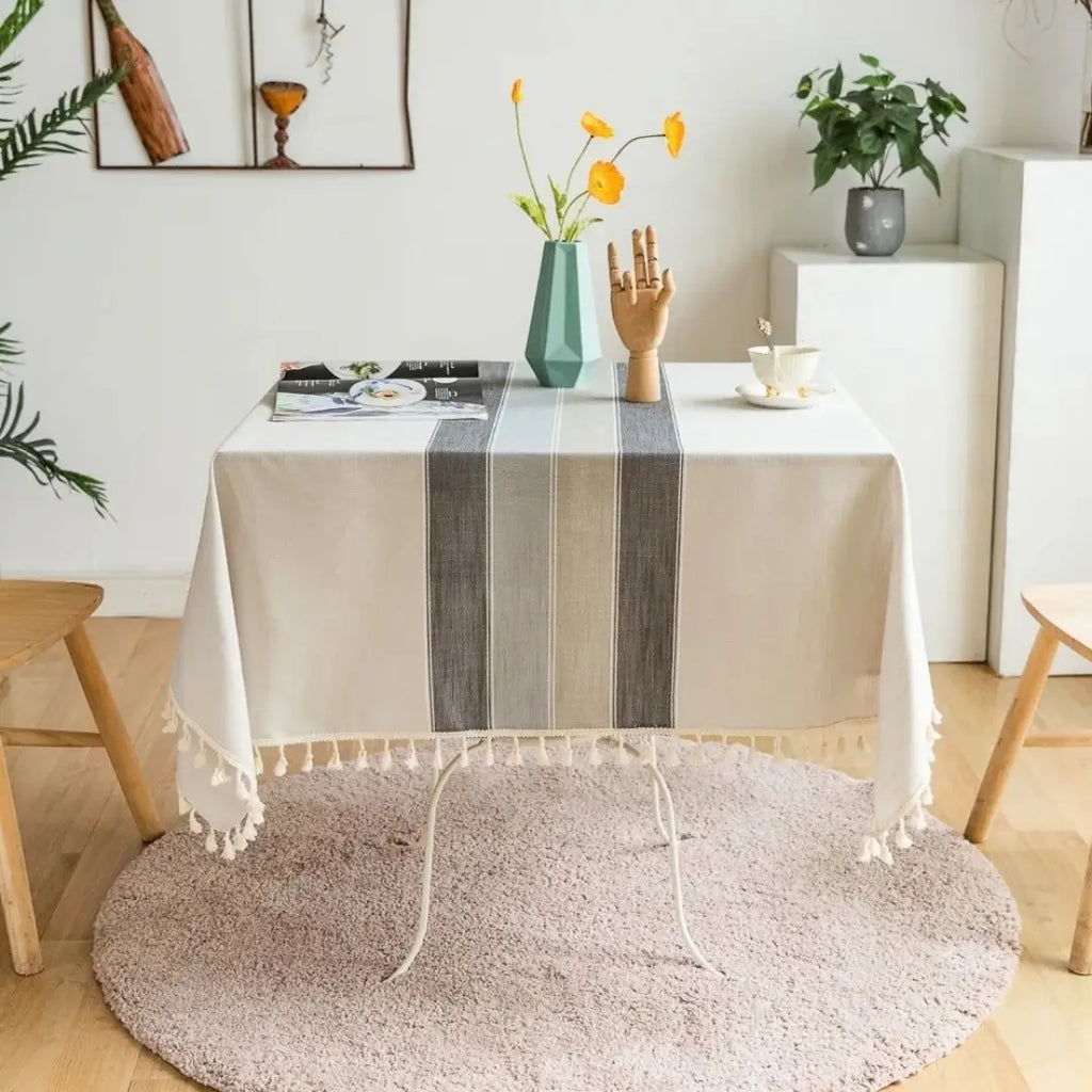 Toalha de Mesa Modelo Linho Algodão Veraneio Decoração Mesa Posta Tazmo Casa 