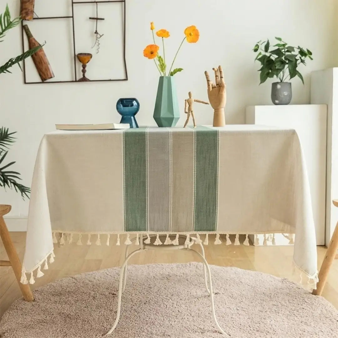 Toalha de Mesa Modelo Linho Algodão Veraneio Mesa de Jantar 