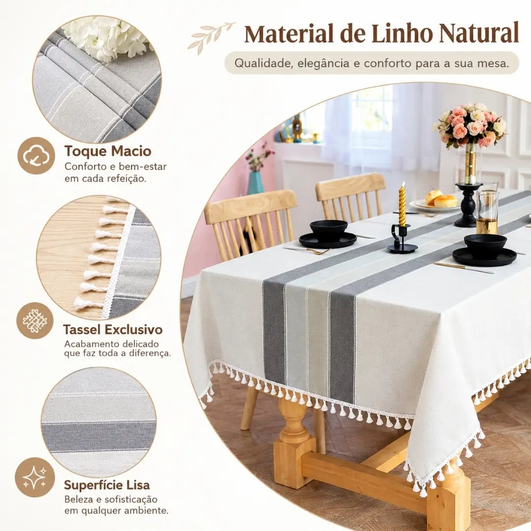 Toalha de Mesa Modelo Linho Algodão Veraneio Características e Benefícios Tazmo Casa   