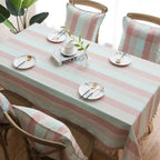 Toalha de Mesa Linho com Borla Modelo Listrado Itaparica Mesa Posta Rosa Tazmo Casa