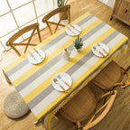 Toalha de Mesa Linho com Borla Modelo Listrado Itaparica Decoração Primaera Verão Tazmo Casa 