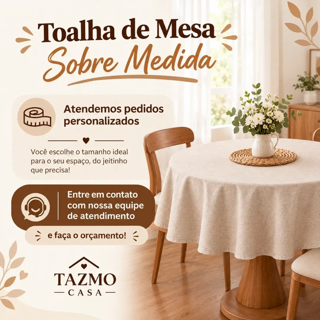 Toalha de Mesa Redonda Personalizada Sobre Medida Tazmo Casa 