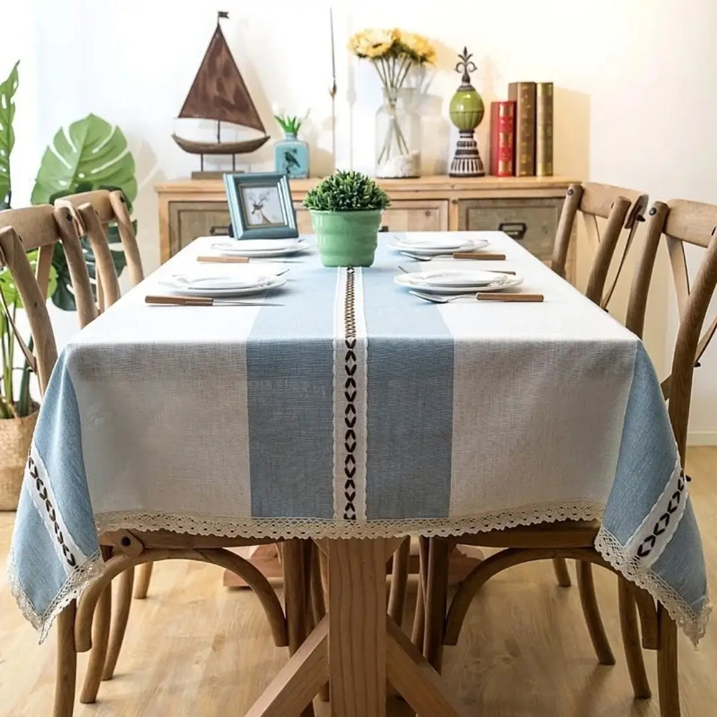 Toalha de Mesa com Listra Decoração Mesa Posta Grano Corall Sala Casa de Praia 