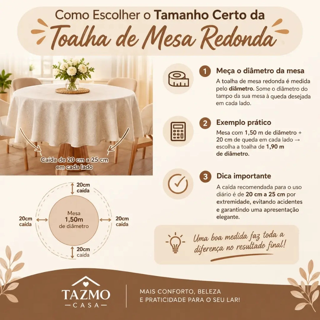 Toalha de Mesa Redonda Como Escolher O Tamanho Correto Tazmo Casa 