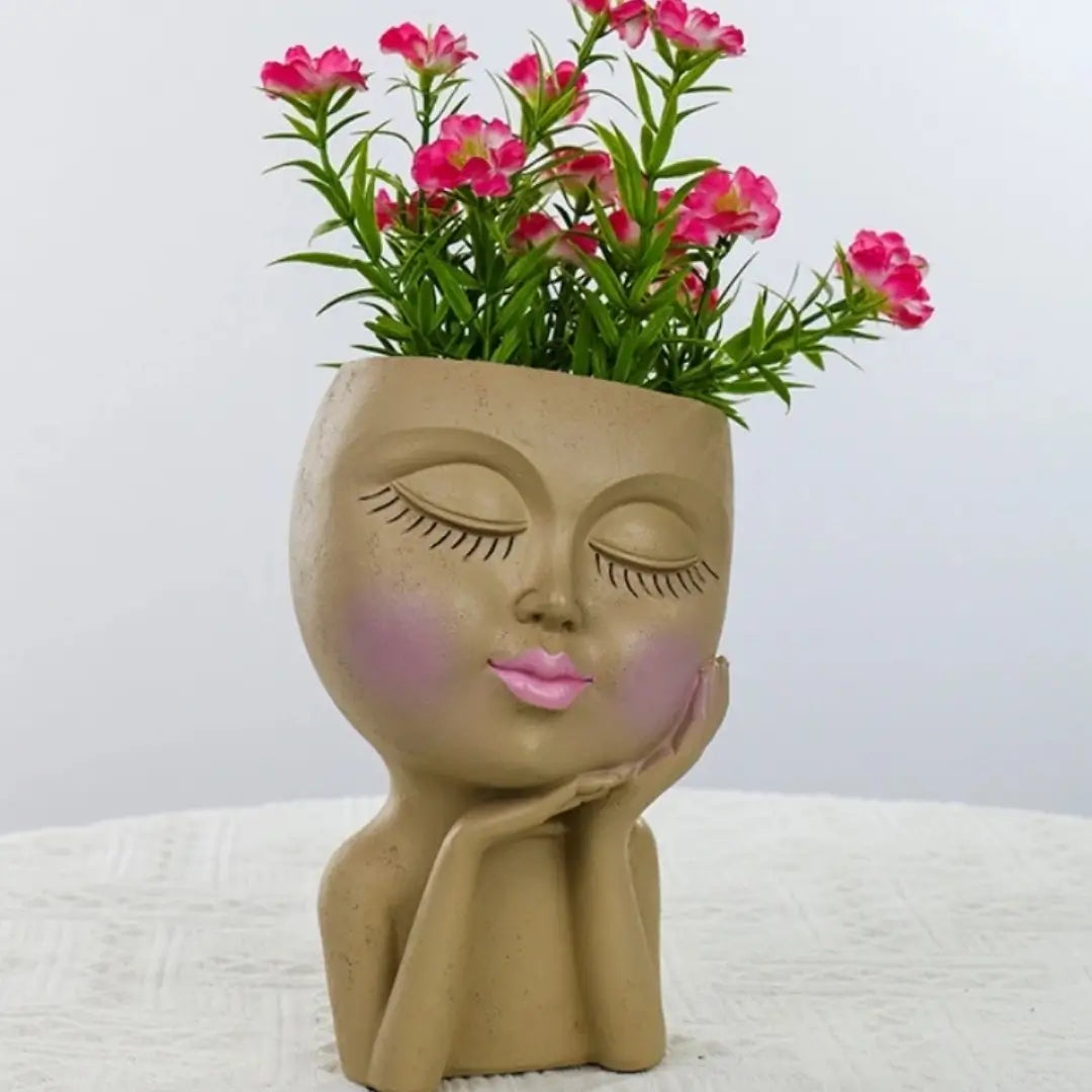 Vaso de plantas e flores cachepot decorativo maria bonita tazmo casa cáqui 